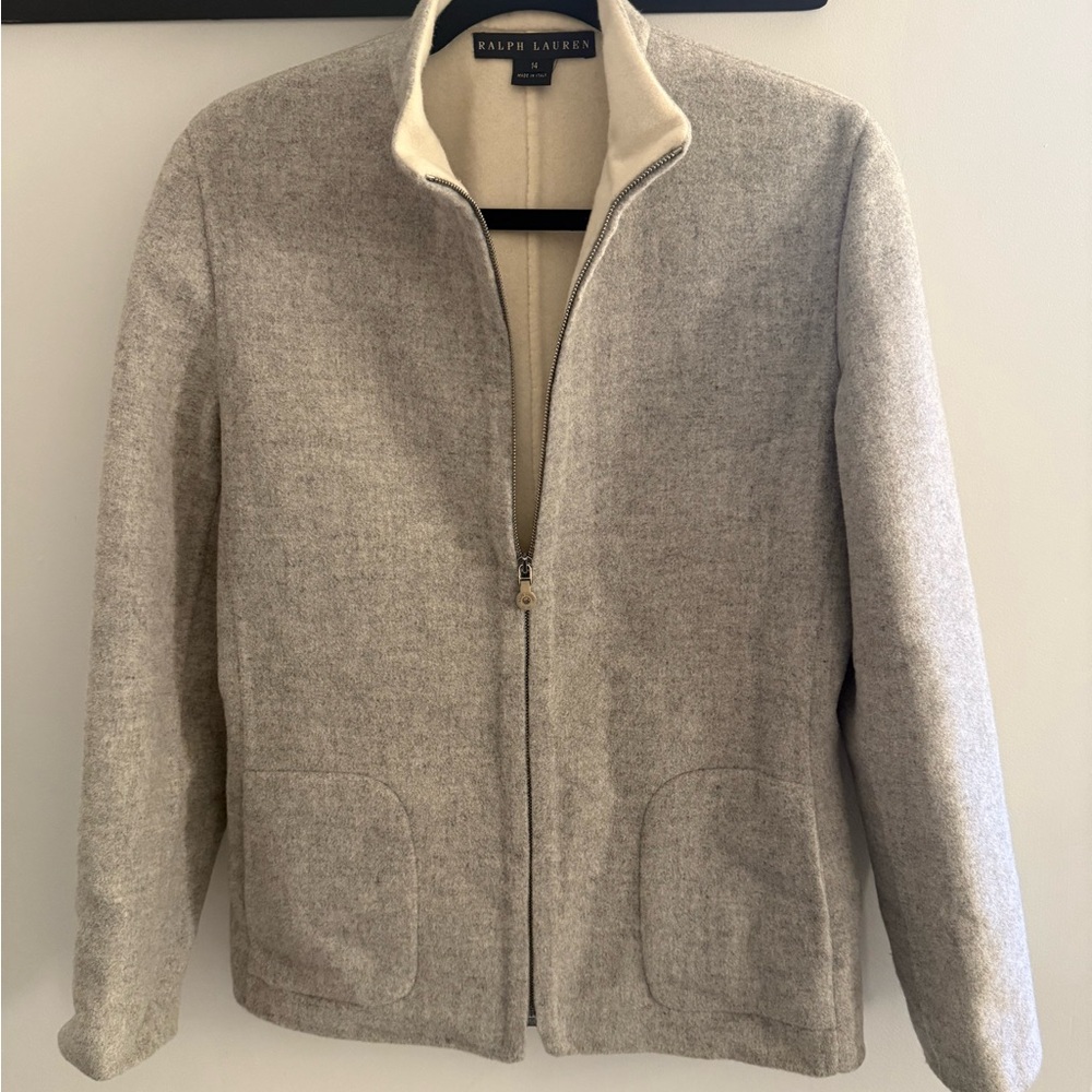 Ralph Lauren Women’s Wool/ Cashmere/Angora Beige Jacket Made in Italy Size 14